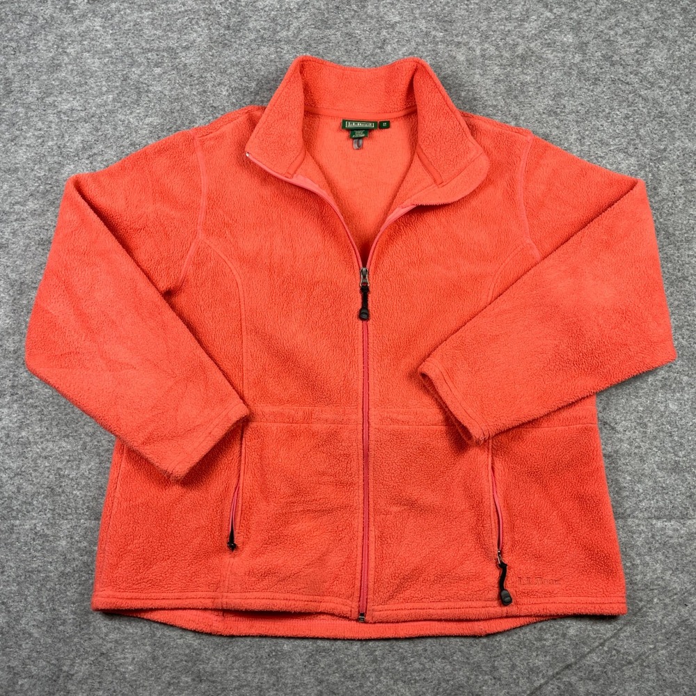 L.L. Bean Fleece Jacket Womens 2X Coral Orange Full Zip Outdoor Layering Winter